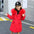 CozyKids Long Velvet-Lined Cotton Coats - Red / 130cm