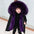 CozyKidz: Big Fur Collar Jackets for All Ages - Black with purple / 110cm