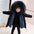 CozyKidz: Big Fur Collar Jackets for All Ages - Black with Sydney Blue / 110cm
