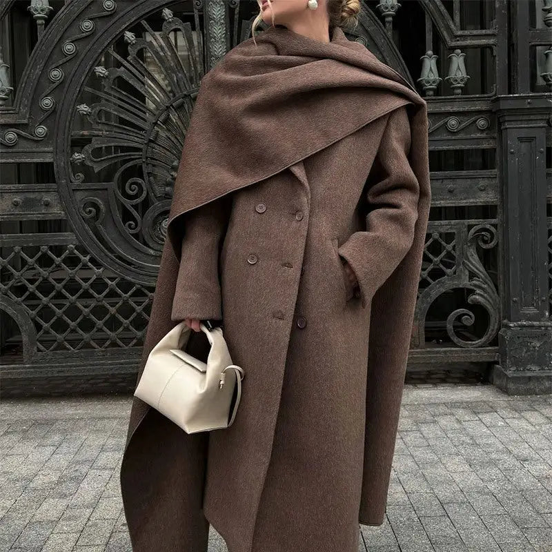 CozyScarf Collar Wool Coat