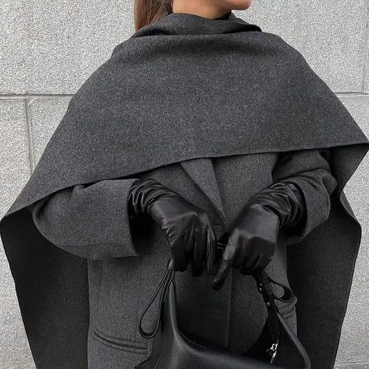 CozyScarf Collar Wool Coat