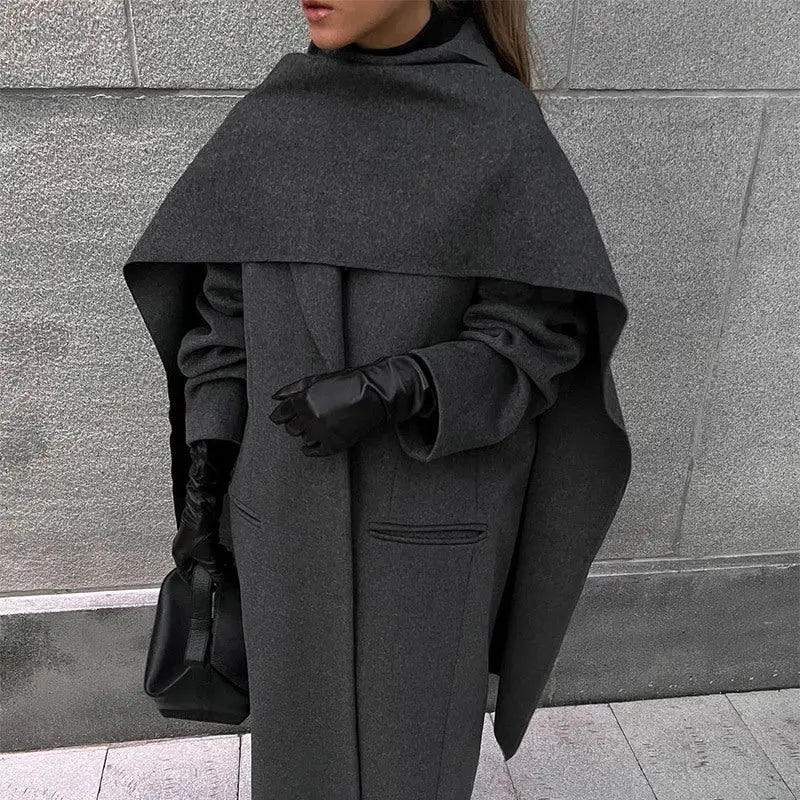 CozyScarf Collar Wool Coat