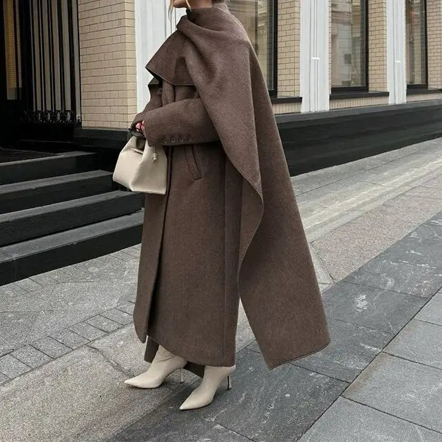 CozyScarf Collar Wool Coat