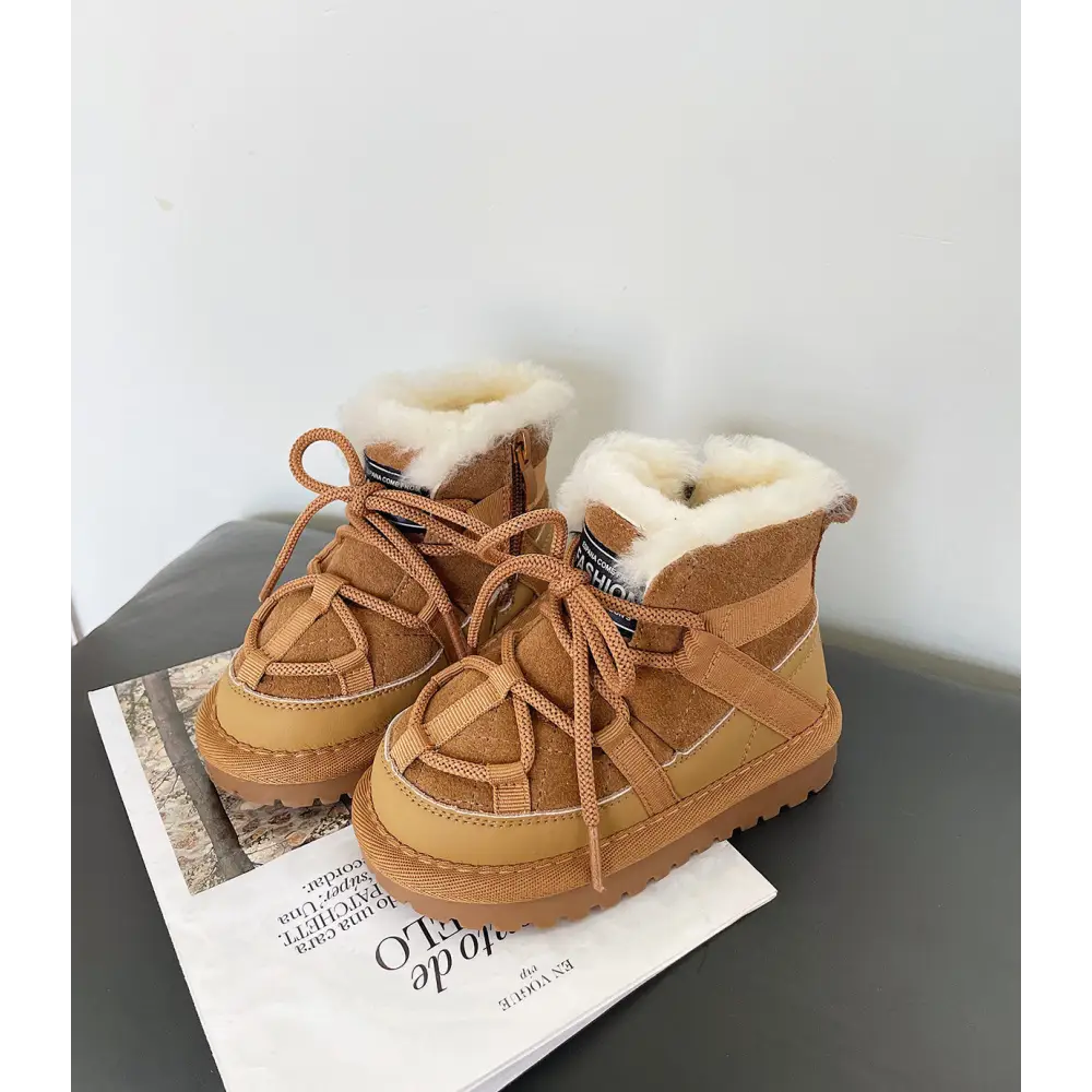 CozyStride: Fleece-Lined Toddler Shoes - Camel / 16 Yards