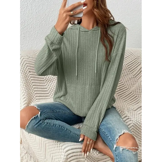 CozyStripe Women’s Knit Hoodie