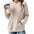 CozyStripe Women’s Knit Hoodie - Apricot / S