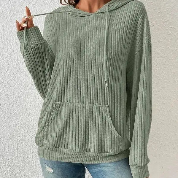 CozyStripe Women’s Knit Hoodie - Green / S