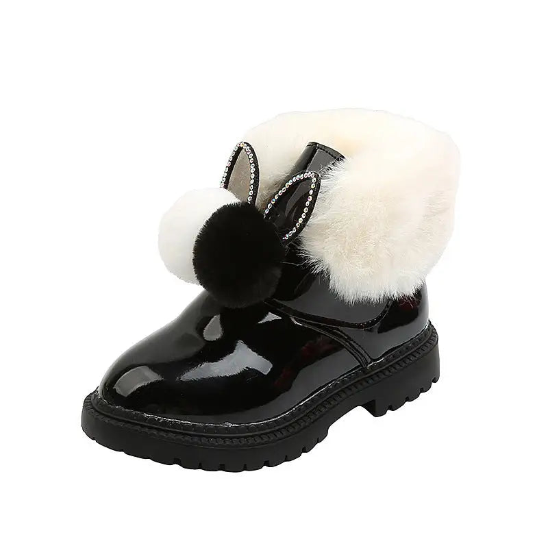CozyTread Velvet Kids’ Cotton Boots - Black / 22