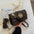 Creamy White and Pink PU Flap Bag with Nylon Lining and Zipper Compartments - Brown