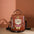 Creamy White and Pink Retro PU Backpack with European American Design - Brown