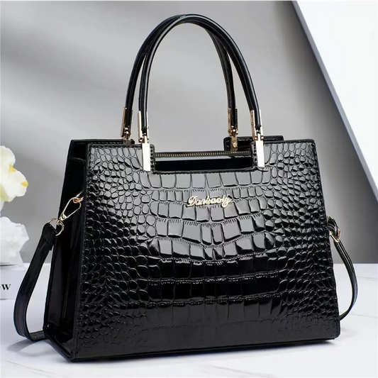 Croc Chic Shoulder Bag - Gold / 30×12×22CM