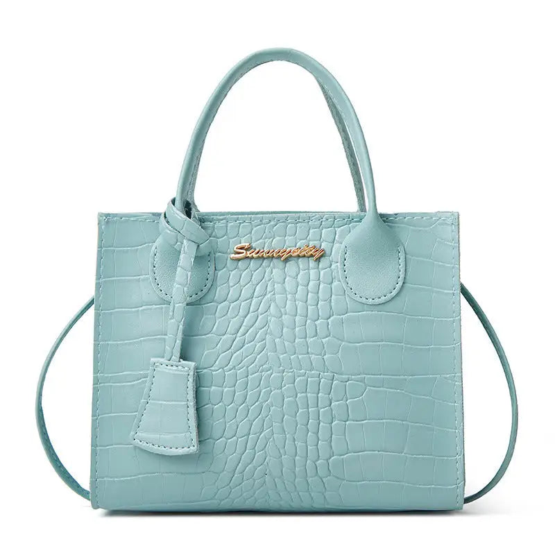 Crocodile Pattern Medium PU Horizontal Suitcase with Mobile Phone Pocket - Blue