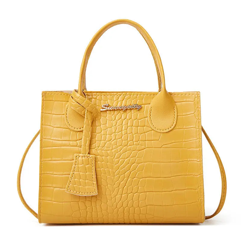 Crocodile Pattern Medium PU Horizontal Suitcase with Mobile Phone Pocket - Yellow