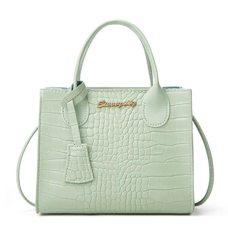 Crocodile Pattern Medium PU Horizontal Suitcase with Mobile Phone Pocket - Light Green