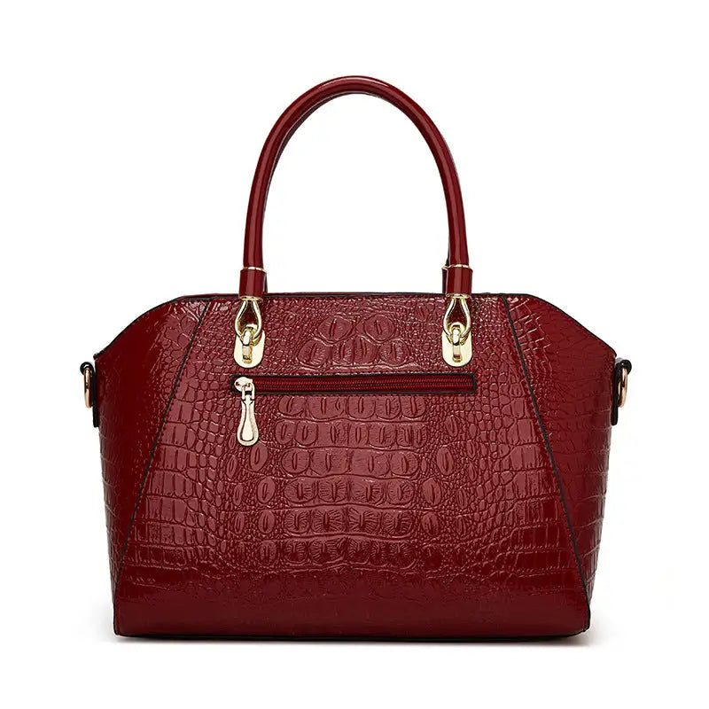 Crocodile Pattern PU Suitcase Shell Bag with Internal Zipper Compartments