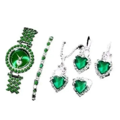 Crystal Quartz Watch Set with Crystal Embellishments