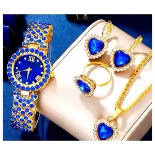 Crystal Quartz Watch Set with Crystal Embellishments - 4152D300 Blue