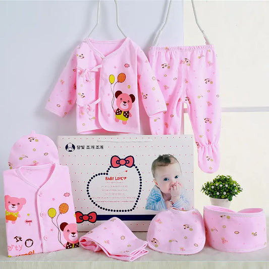 Pink baby clothing set.