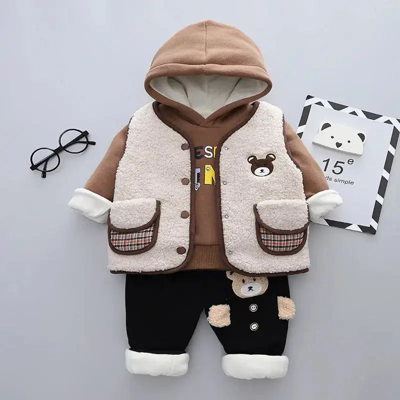 CuddleCozy: Plush Velvet Kidswear Collection - Beige / 80cm