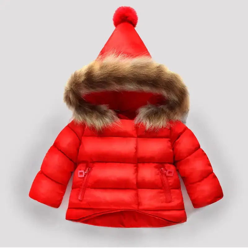 CuddleWrap: Hand-Stuffed Cotton Coat for Baby Girls - Red / 100cm