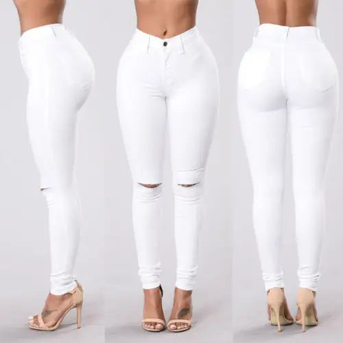 CurveCraft Women’s Ripped Jeggings with Bag Pocket