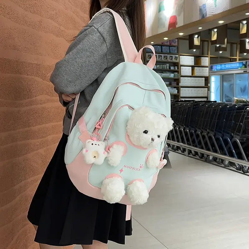 Cute Bear Schoolbag for Junior High and College Students