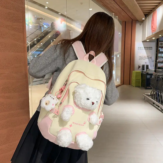 Cute Bear Schoolbag for Junior High and College Students