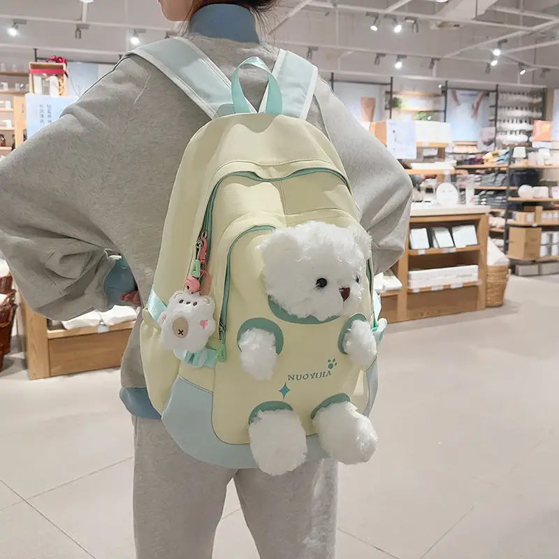 Cute Bear Schoolbag for Junior High and College Students