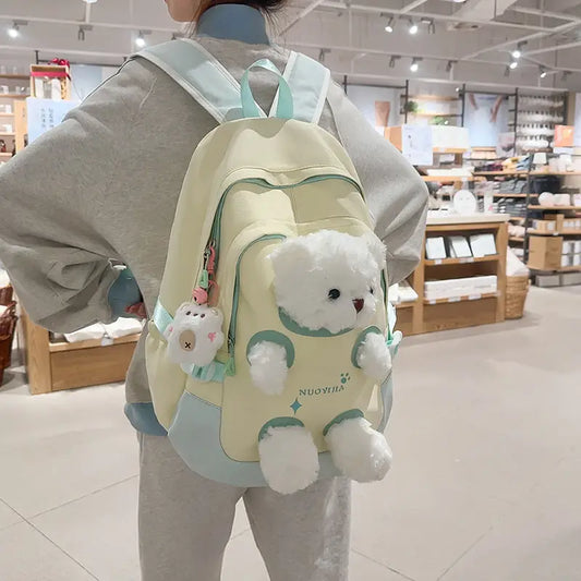 Cute Bear Schoolbag for Junior High and College Students