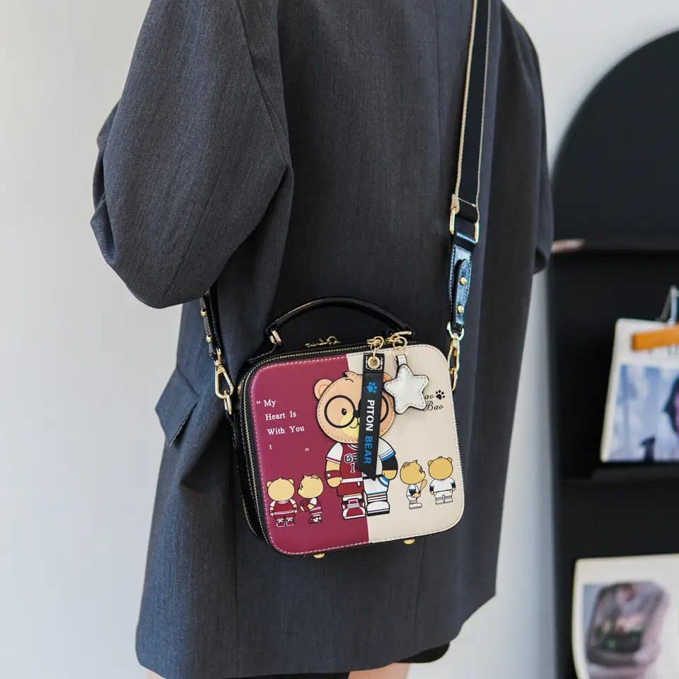 CuteCartoon Teddy Mini Tote - Black