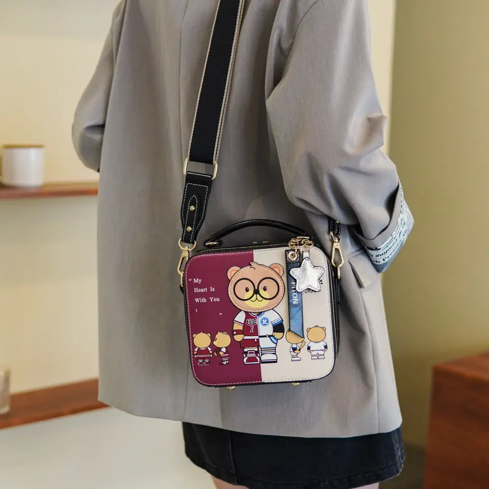 CuteCartoon Teddy Mini Tote - Black