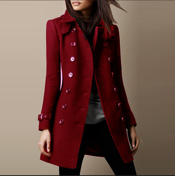 Urban Chic: Women's Double-Breasted Wool Overcoat - LauBelle