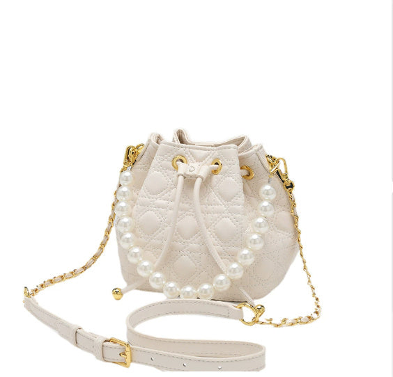 PearlCloud Cowhide Bucket Handbag