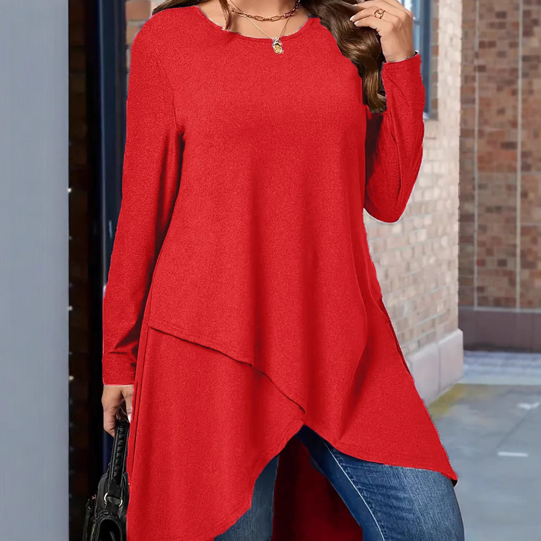 CozyCurve Plus Size Loose Autumn Winter Long Top - LauBelle Brand