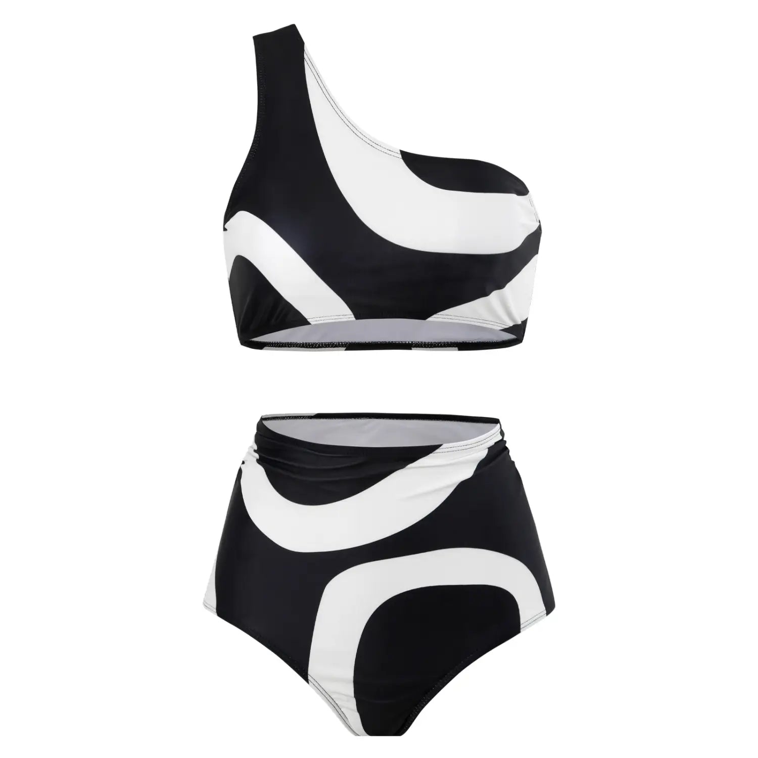 Women’s Two-piece Swimsuit Bikini Wrap Skirt Suit One-shoulder Sexy
