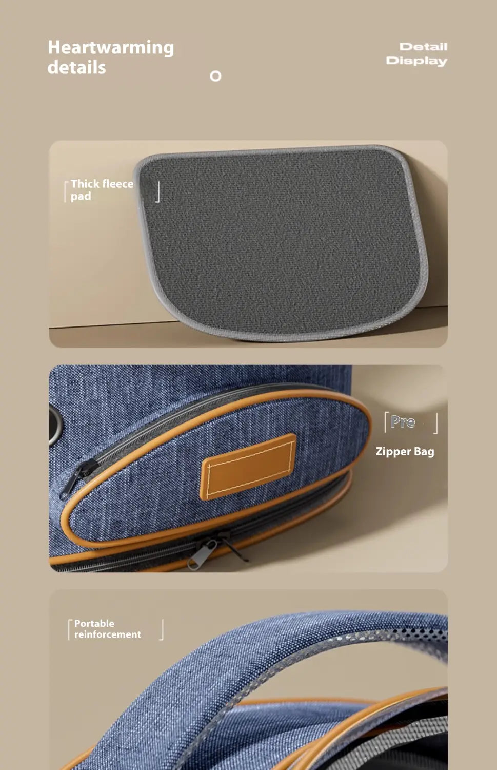Panoramic Transparent Window Cat Backpack Denim Blue or Linen Gray