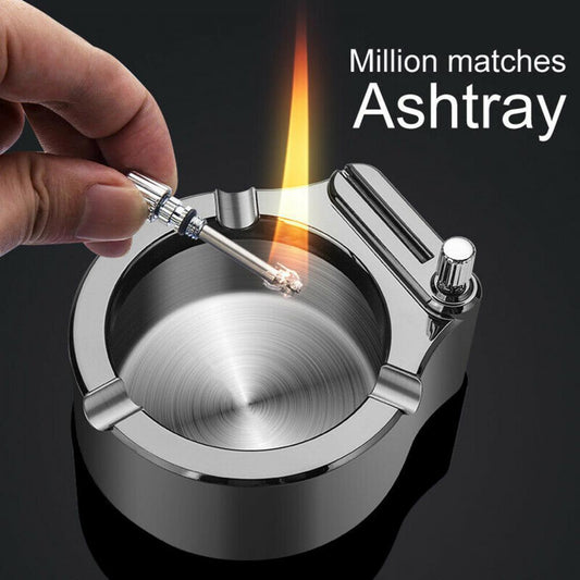 Eternal Flame Ashtray Set: Metal Match & Fancy Tray - LauBelle Brand