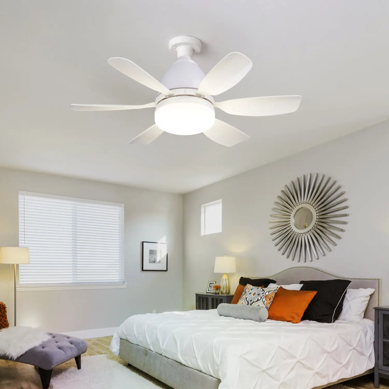 Modern ABS Ceiling Fan with RGB Light and Remote Control 32W 220V