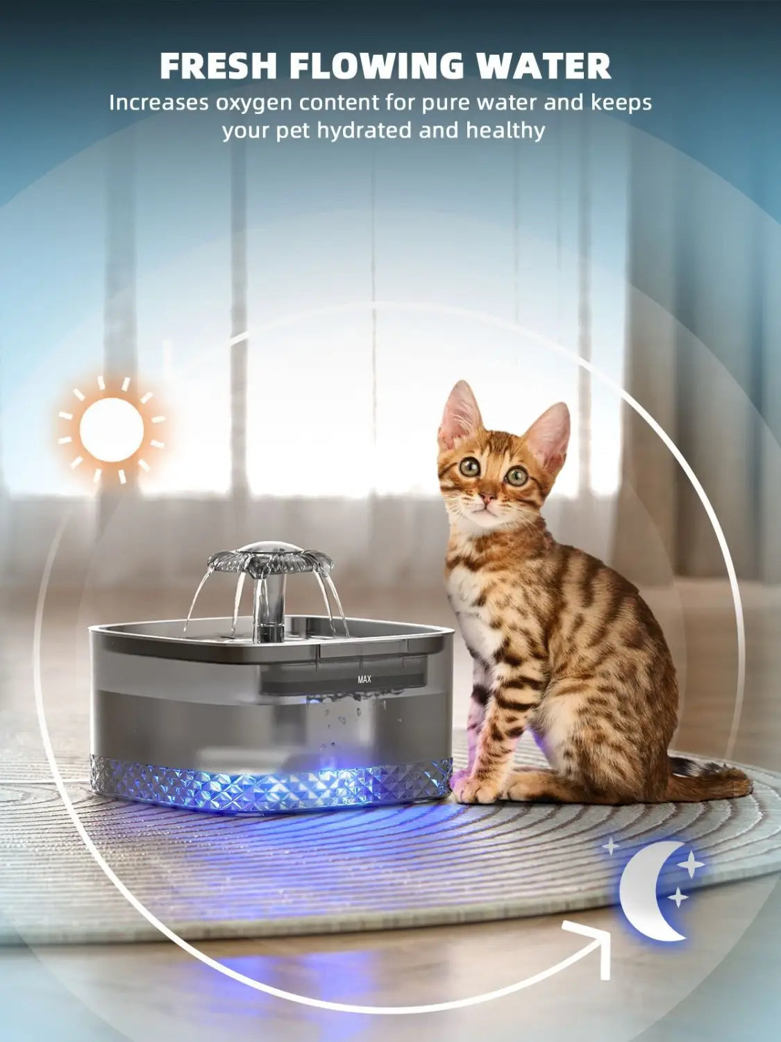 Gray Pet Water Dispenser with USB and Sensor Black Filter Cotton Set
