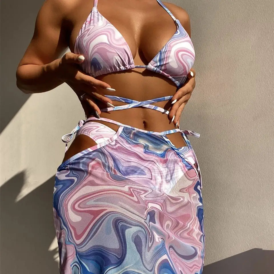 Bikini 3-teiliger Strandrock für Damen