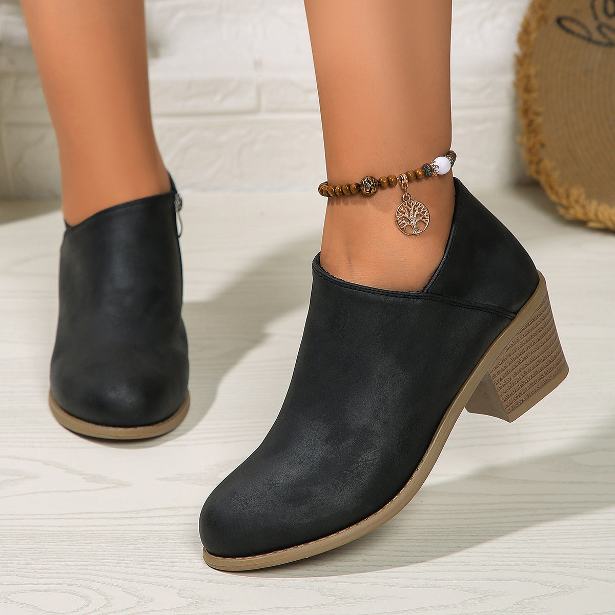 ZipUp Chunky Ankle Boots - Women's Fall/Winter Style - LauBelle Brand