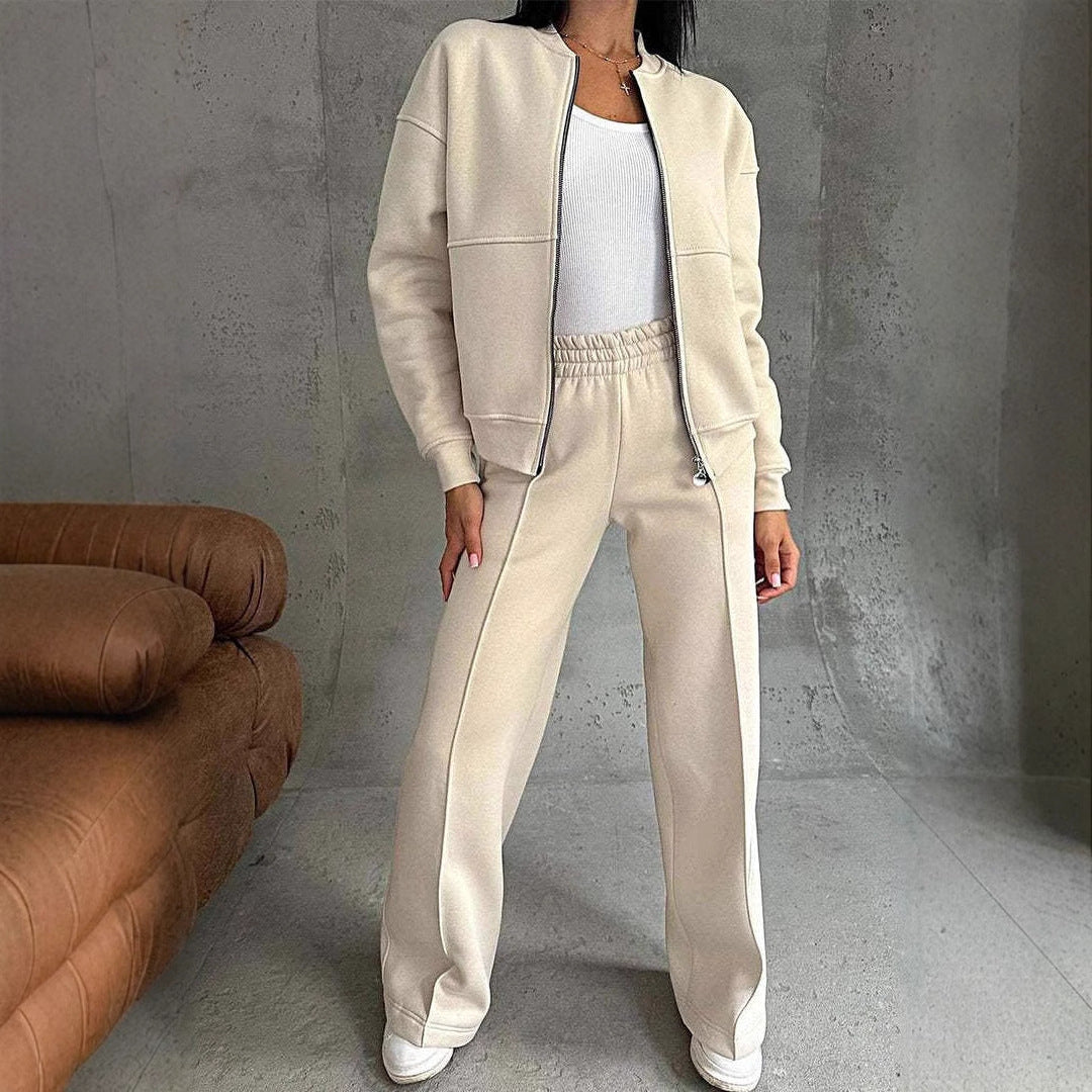 VivaFlex Women's Zipper Jacket & Wide Leg Pant Set - LauBelle Brand