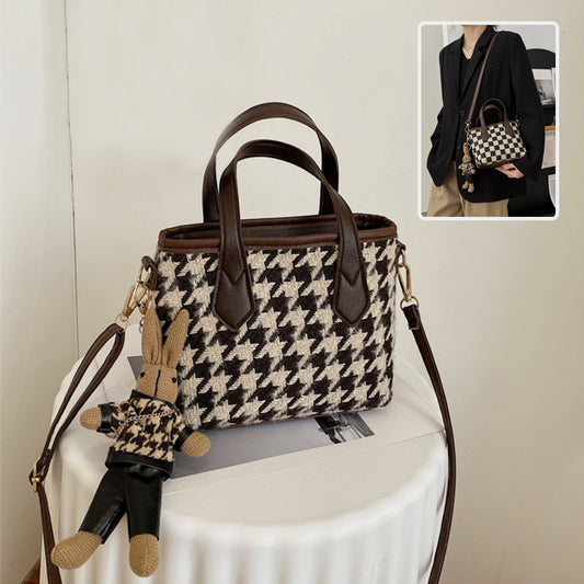 Chic Houndstooth Checkerboard Shoulder Tote for Women - LauBelle Brand