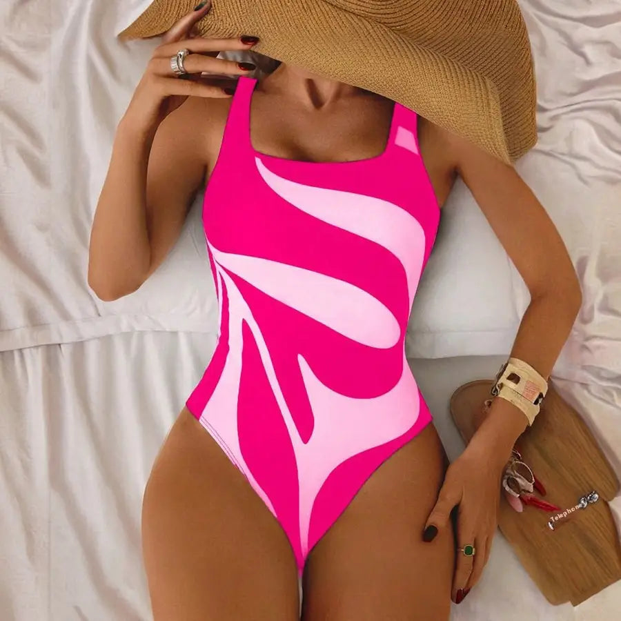 New One-piece Printed Suspender Women’s Swimsuit