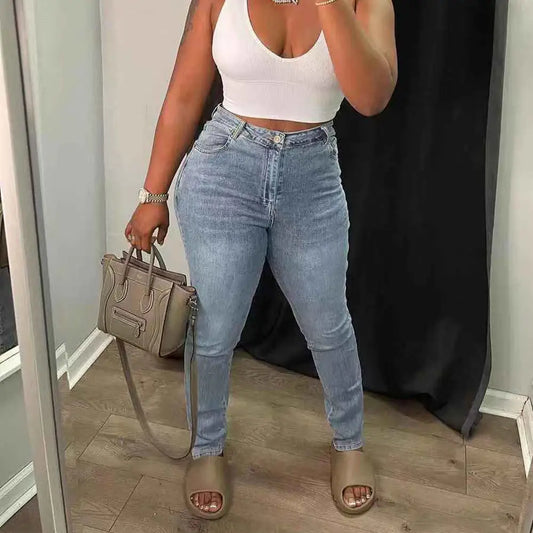 Denim Hollow Stretch Leggings