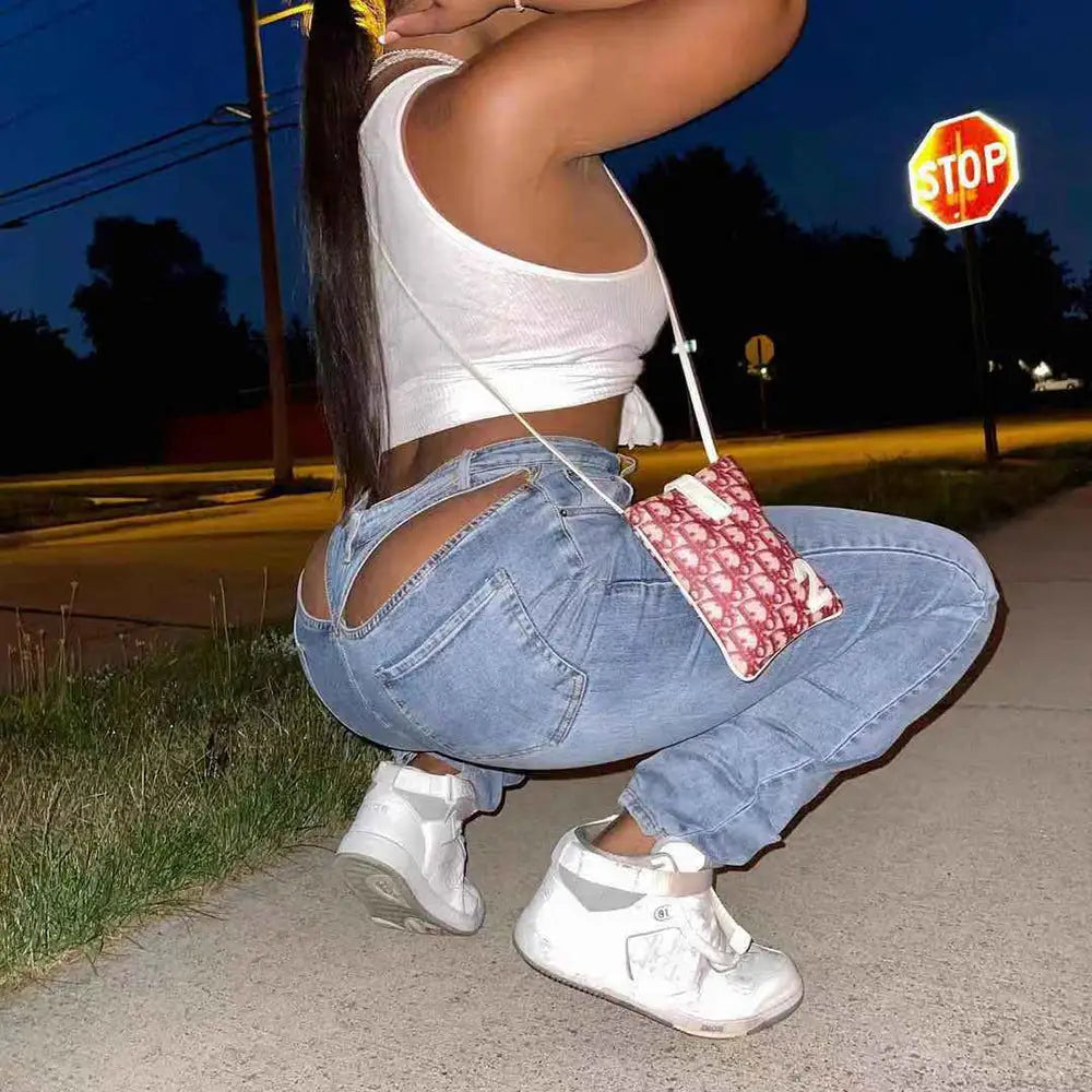 Denim Hollow Stretch Leggings