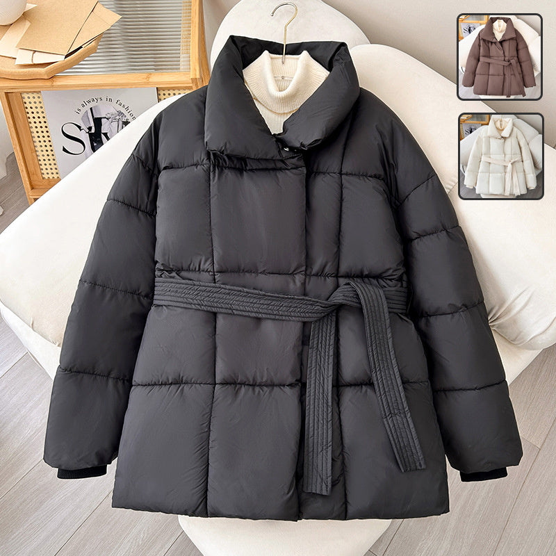 FrostLuxe Plaid Lace-Up Lapel Coat - Women's Fashion - LauBelle Brand