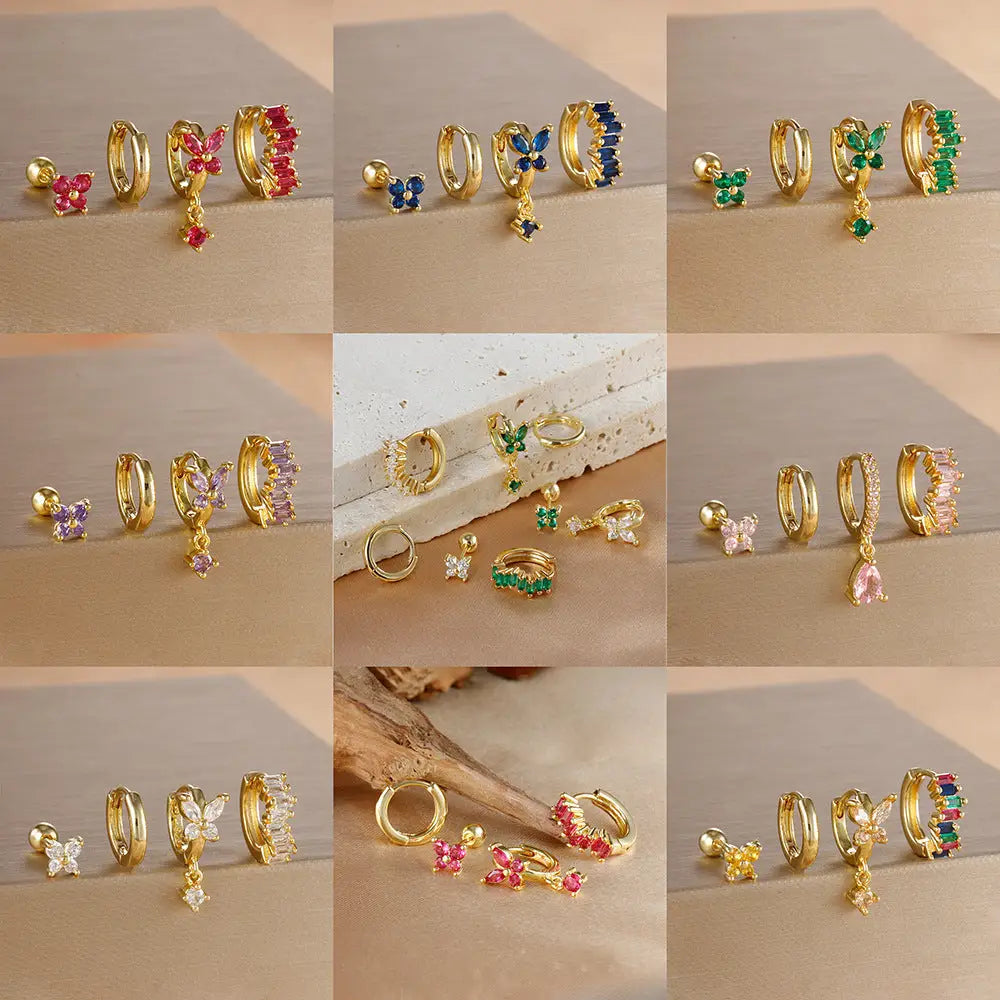 Diamond Butterfly Ear Set with Sparkling Diamonds