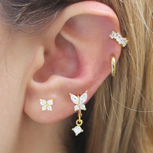 Diamond Butterfly Ear Set with Sparkling Diamonds
