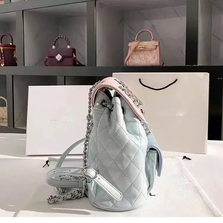 Diamond Grid PU Leather Flap Bag with Waterproof and Wear Resistant Design - Picture Color